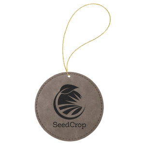 Gray Leatherette Round Ornament