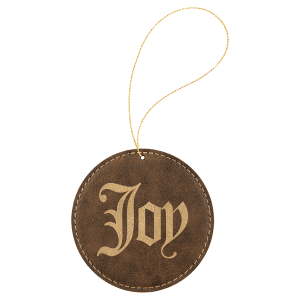 Rustic/Gold Leatherette Round Ornament