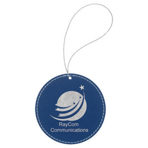 Blue/Silver Leatherette Round Ornament