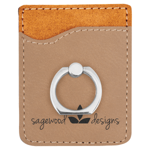 Light Brown Leatherette Phone Wallet with Ring