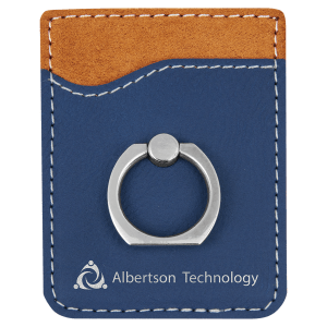 Blue/Silver Leatherette Phone Wallet with Ring