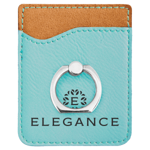 Teal Leatherette Phone Wallet with Ring