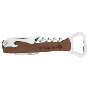 Dark Brown Leatherette Wine Bottle Opener