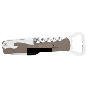 Gray Leatherette Wine Bottle Opener