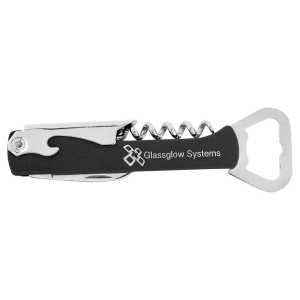 Black/Silver Leatherette Wine Bottle Opener