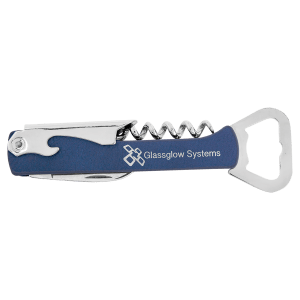 Blue/Silver Leatherette Wine Bottle Opener