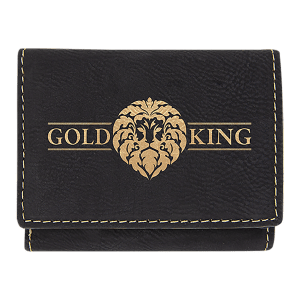 Black/Gold Leatherette Trifold Wallet with RFD Blocking