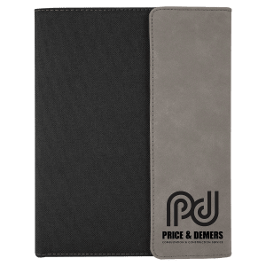 Black with Gray/Black Leatherette Canvas Portfolio with Notepad
