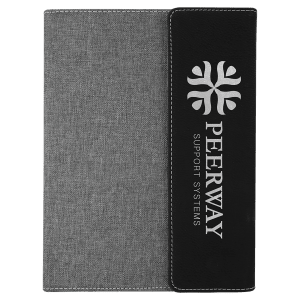 Gray with Black/Silver Leatherette Canvas Portfolio with Notepad