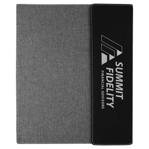 Gray with Black/Silver Leatherette Canvas Portfolio with Notepad