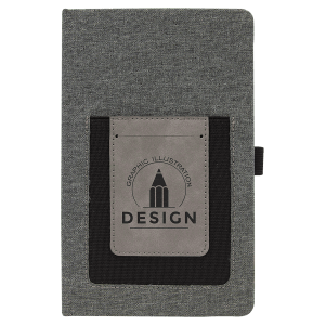 Gray with Gray/Black Canvas Journal with Leatherette Phone Pouch