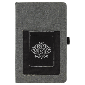 Gray with Black/Silver Canvas Journal with Leatherette Phone Pouch