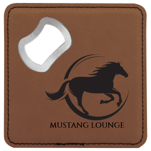 Dark Brown Leatherette Coaster with Bottle Opener