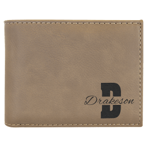 Light Brown Leatherette Bifold Wallet with Flip ID