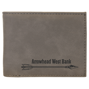 Gray Leatherette Bifold Wallet with Flip ID