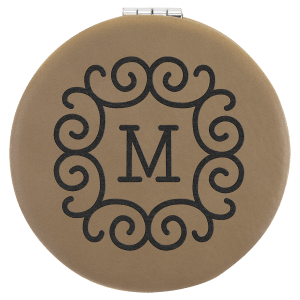 Light Brown Leatherette Compact Mirror