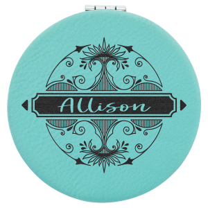 Teal Leatherette Compact Mirror