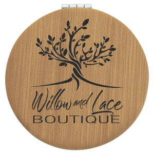 Bamboo Leatherette Compact Mirror