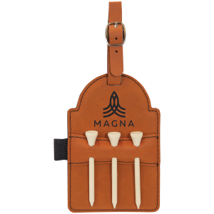 Rawhide Leatherette Golf Bag Tag with Wooden Tees