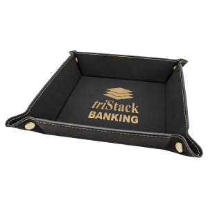 Black/Gold Leatherette Snap Up Tray