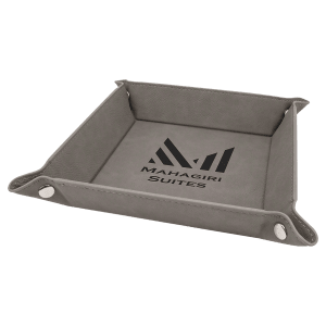 Gray Leatherette Snap Up Tray