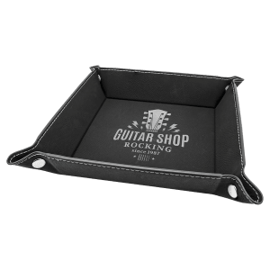 Black/Silver Leatherette Snap Up Tray