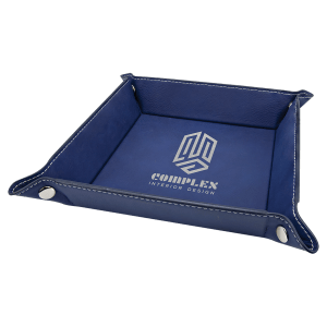 Blue/Silver Leatherette Snap Up Tray