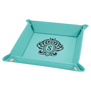 Teal Leatherette Snap Up Tray