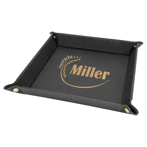 Black/Gold Leatherette Snap Up Tray