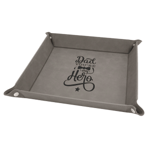 Gray Leatherette Snap Up Tray