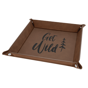 Dark Brown Leatherette Snap Up Tray