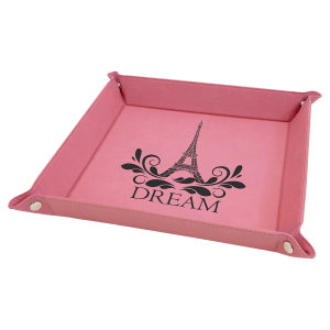 Pink Leatherette Snap Up Tray