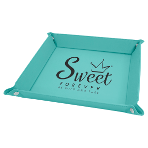 Teal Leatherette Snap Up Tray