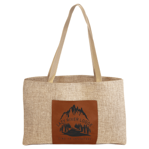 Rawhide Leatherette and Burlap Tote Bag