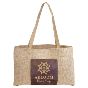 Rustic/Gold Leatherette and Burlap Tote Bag