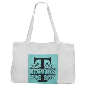Teal Leatherette and Canvas Tote Bag