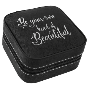 Black/Silver Leatherette Travel Jewelry Box