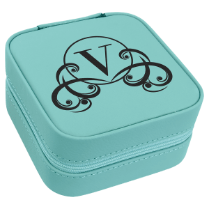 Teal Leatherette Travel Jewelry Box