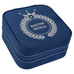 Blue/Silver Leatherette Travel Jewelry Box