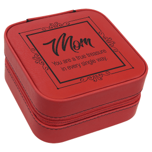 Red Leatherette Travel Jewelry Box