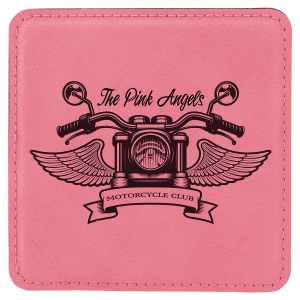 Pink Square Leatherette Coaster