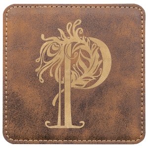 Rustic/Gold Square Leatherette Coaster