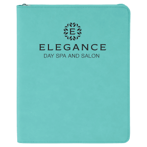 Teal Leatherette Portfolio with Zipper