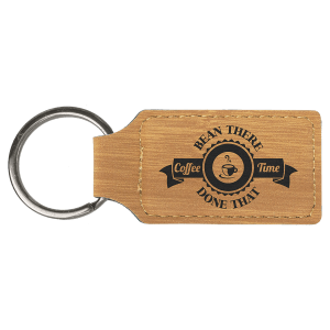 Bamboo Leatherette Rectangle Keychain