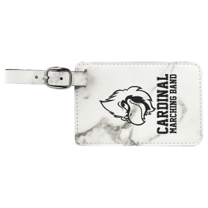 White Marble Leatherette Luggage Tag