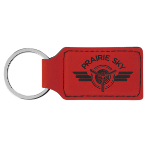 Red Leatherette Rectangle Keychain