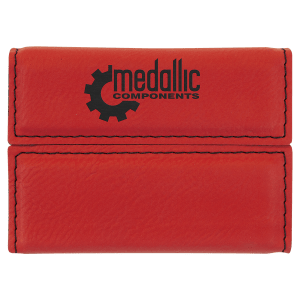 Red Laserable Leatherette Hard Business Card Holder