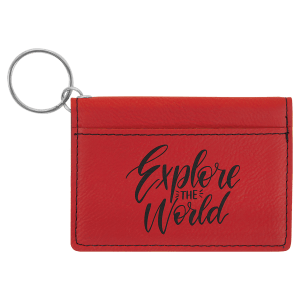 Red Leatherette ID Holder Keychain