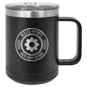 Black Polar Camel 15 oz. Coffee Mug with Clear Slider Lid