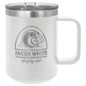 White Polar Camel 15 oz. Coffee Mug with Clear Slider Lid